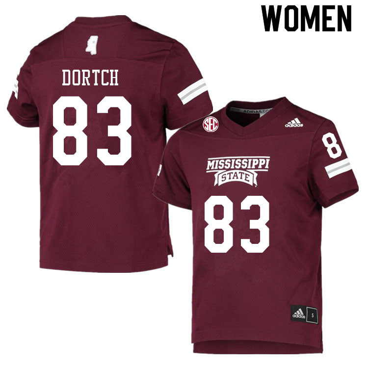 Women #83 Marquez Dortch Mississippi State Bulldogs College Football Jerseys Sale-Maroon